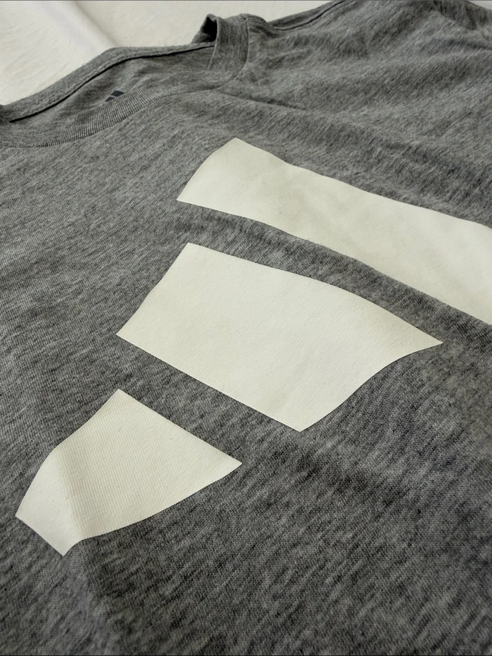 adidas Gray Short Sleeve Tee with White Logo and Stripes size M